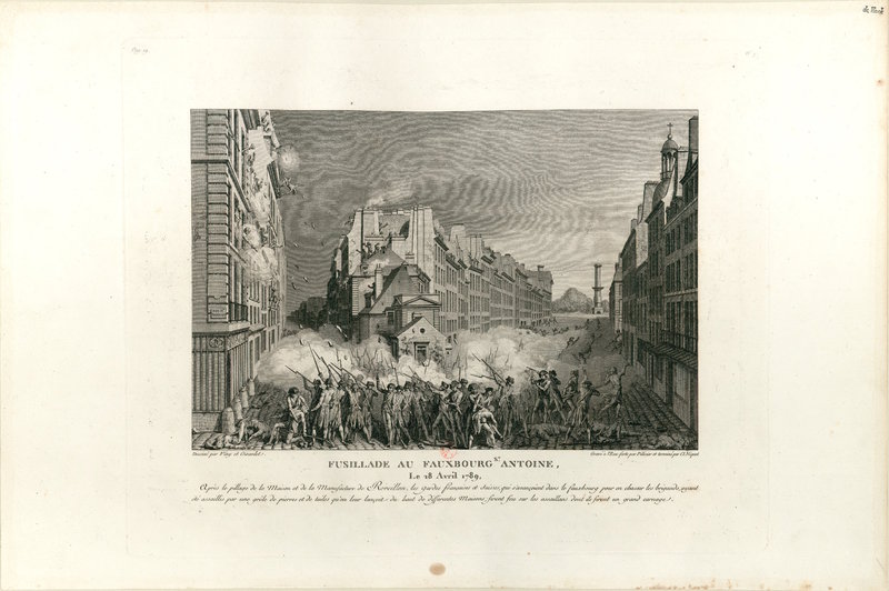 Engraving of riot scene