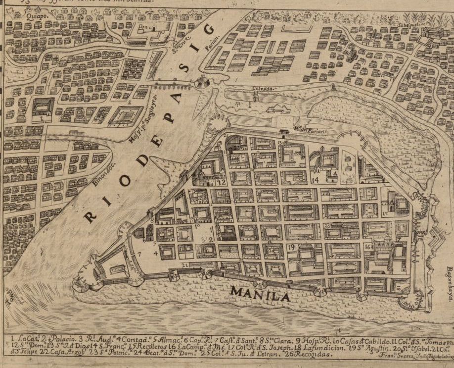 Drawing of a map of Manilla 