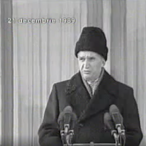 Video still of Ceausescu