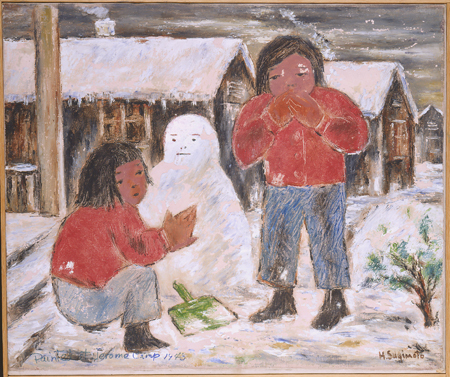 Girls Making Snowman painting