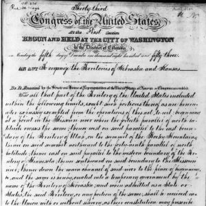 The front page of the Kansas-Nebraska Act 