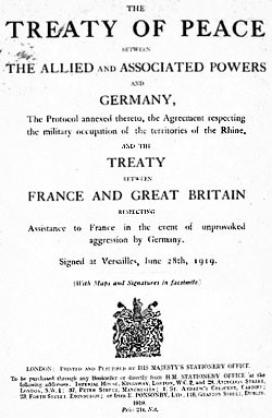 The front page of the treaty of versailles
